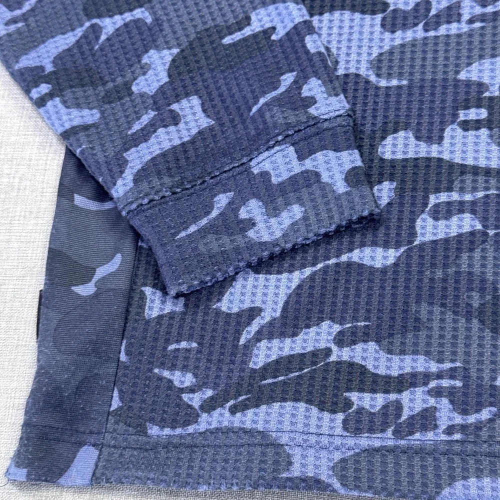 Straight Down Camouflage Golf 1/4 Zip Top Mens 2XL Blue Performance Long Sleeve